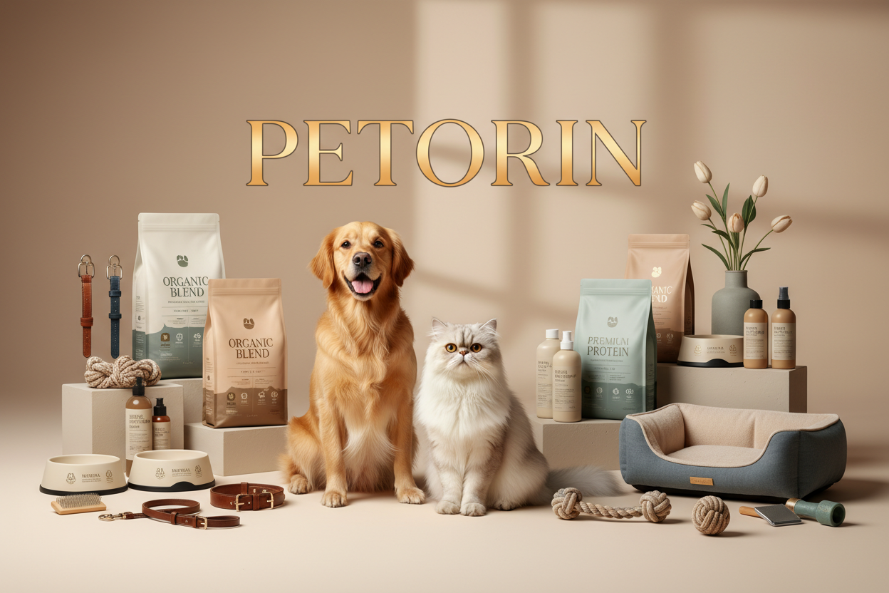 make it more professional and use the store name with PETORIN and make the use of the pet of dog and cat 